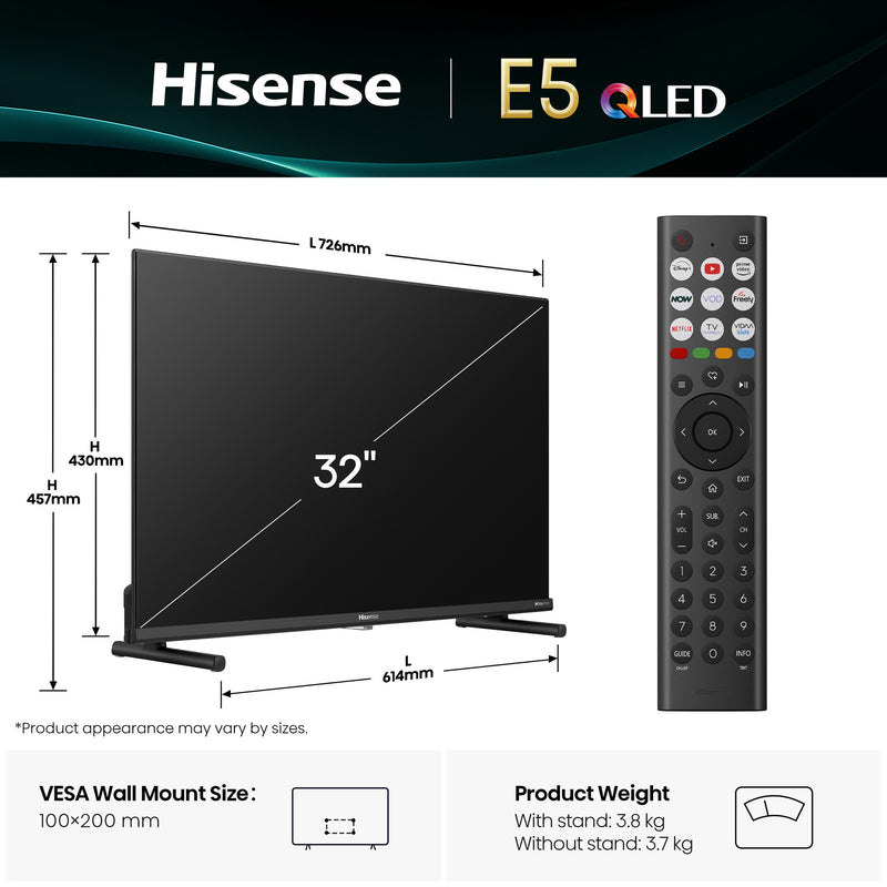 Hisense 32" E5QTUK QLED FHD Smart TV with Freely