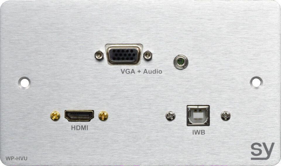 SY Electronics SY-WP-HVU-BA socket-outlet VGA + HDMI + 3.5mm + USB Type B Aluminium