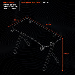 X Rocker Lumio XL Gaming Desk with 3 Sided app-controlled LED Lighting - Black