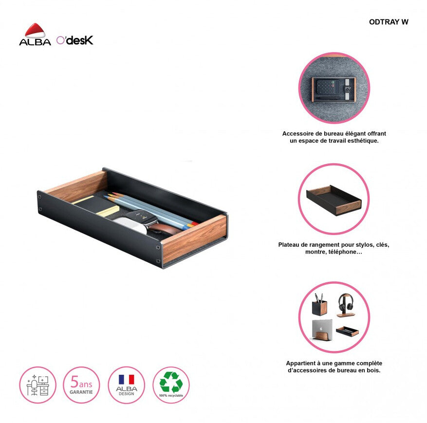 Alba Black aluminium and wood desk tray - image 8