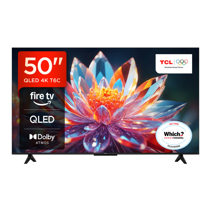 TCL T6C -UK 50 inch QLED 4K HDR 10+ Dolby Vision & Atmos Smart Fire TV
