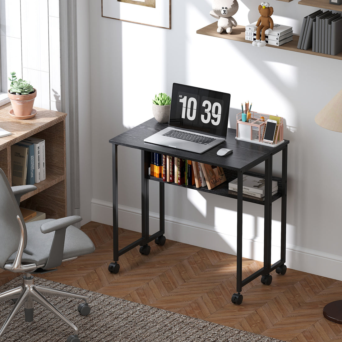 HOMCOM 80 cm Drop Leaf Writing Work Desk - Black