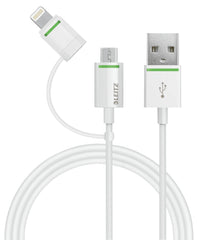 Leitz Complete Lightning and Micro USB Adapter to USB Cable, 1m