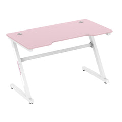 HOMCOM 1.2m Gaming Desk Z-Shaped Racing Style Home Office Computer Table with 2 Cable Managements for E-sport Study Workstation Pink