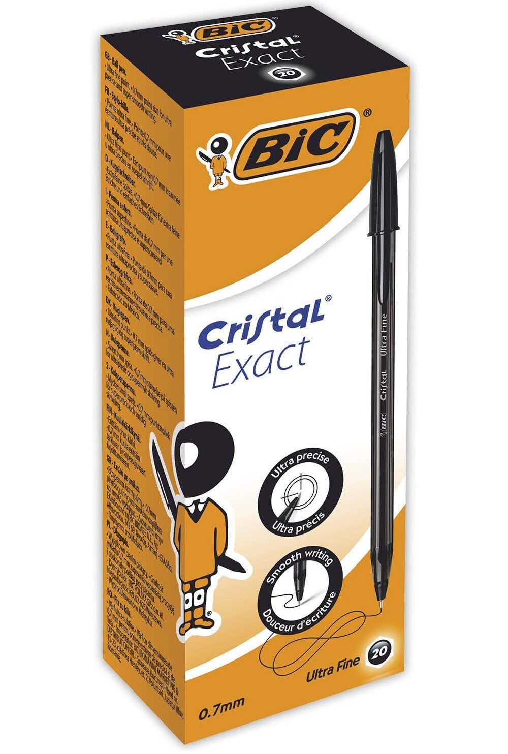BIC Cristal Exact Black Stick ballpoint pen Ultra Fine 20