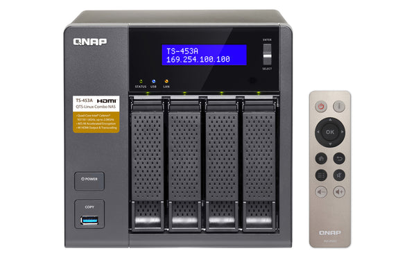 QNAP TS-453A NAS Tower Intel® Celeron® N3150 4 GB DDR3L 12 TB HDD QNAP Turbo System Aluminium, Black