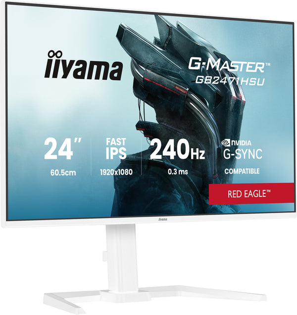 iiyama G-MASTER 23.8" Full HD 240Hz Monitor, White (GB2471HSU-W1)
