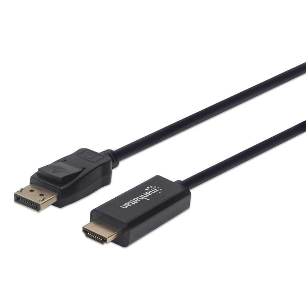 Manhattan DisplayPort 1.2 to HDMI Cable, 4K@60Hz, 1m, DP With Latch, Black, Not Bi-Directional, Three Year Warranty, Higher 4K Refresh Rate than DP2HDMM1MB; Comparable 4K@60Hz Output to 3F-DP-HDMI-4K60-HDR (Active)