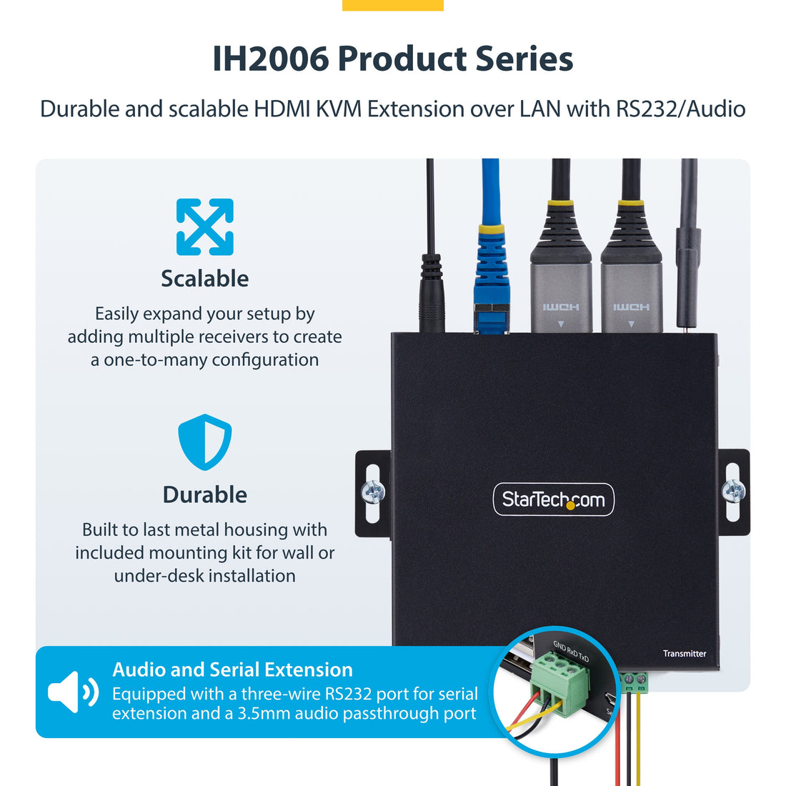 StarTech.com HDMI KVM Transmitter Over IP Network for the IH2006 Product Series, 4K 60Hz, Driverless, AVoIP - image 10