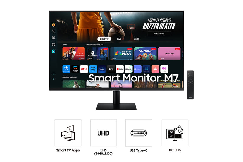 Samsung 32" M70D UHD Smart Monitor with Speakers and a Remote