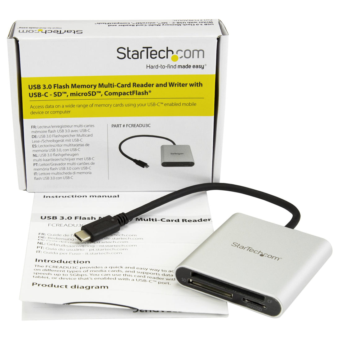 StarTech.com USB 3.0 Flash Memory Multi-Card Reader / Writer with USB-C - SD, microSD, CompactFlash - image 5