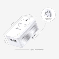 TP-Link AV1000 2-Port Gigabit Passthrough Powerline Starter Kit