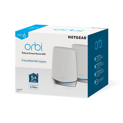 NETGEAR Orbi RBK752 AX4200 WiFi 6 Mesh System Tri-band (2.4 GHz / 5 GHz / 5 GHz) Wi-Fi 6 (802.11ax) White 5 Internal
