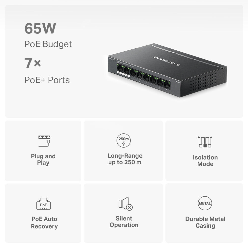 Mercusys 8-Port Gigabit Desktop Switch with 7-Port PoE+ - image 3