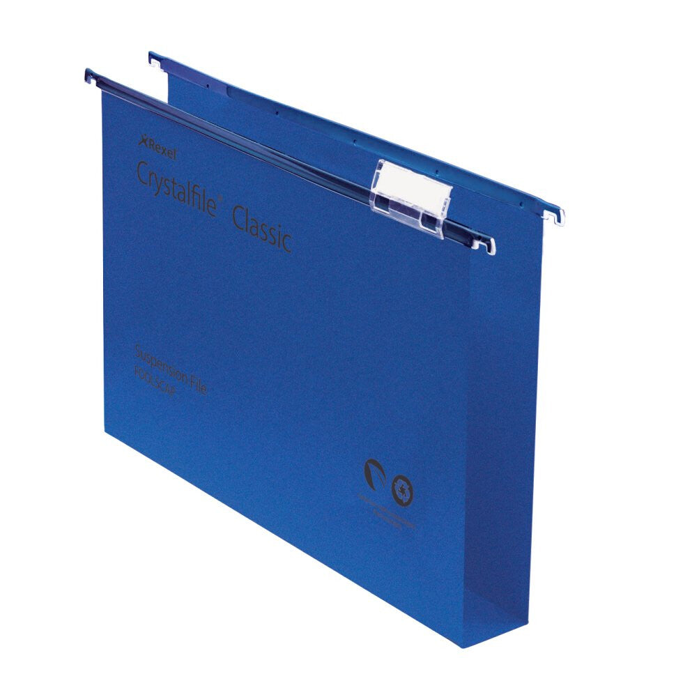 Rexel Crystalfile Classic Foolscap Suspension File 30mm Blue (50) - image 2