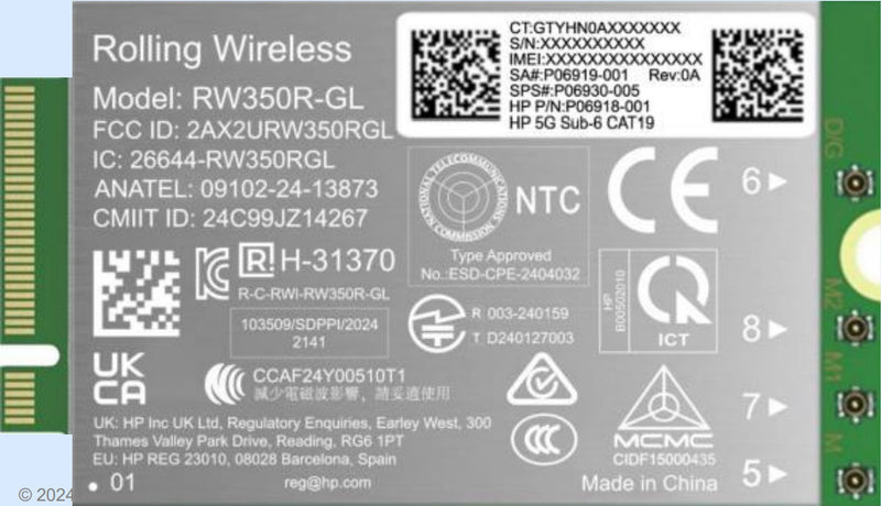HP 5G Sub-6 WWAN interface cards/adapter Internal