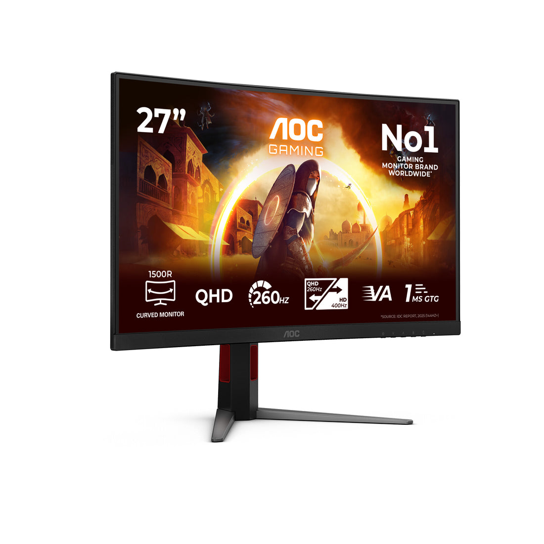 AOC G4 CQ27G4Z2P computer monitor 27" 2560 x 1440 pixels Quad HD LCD Black, Red - image 2