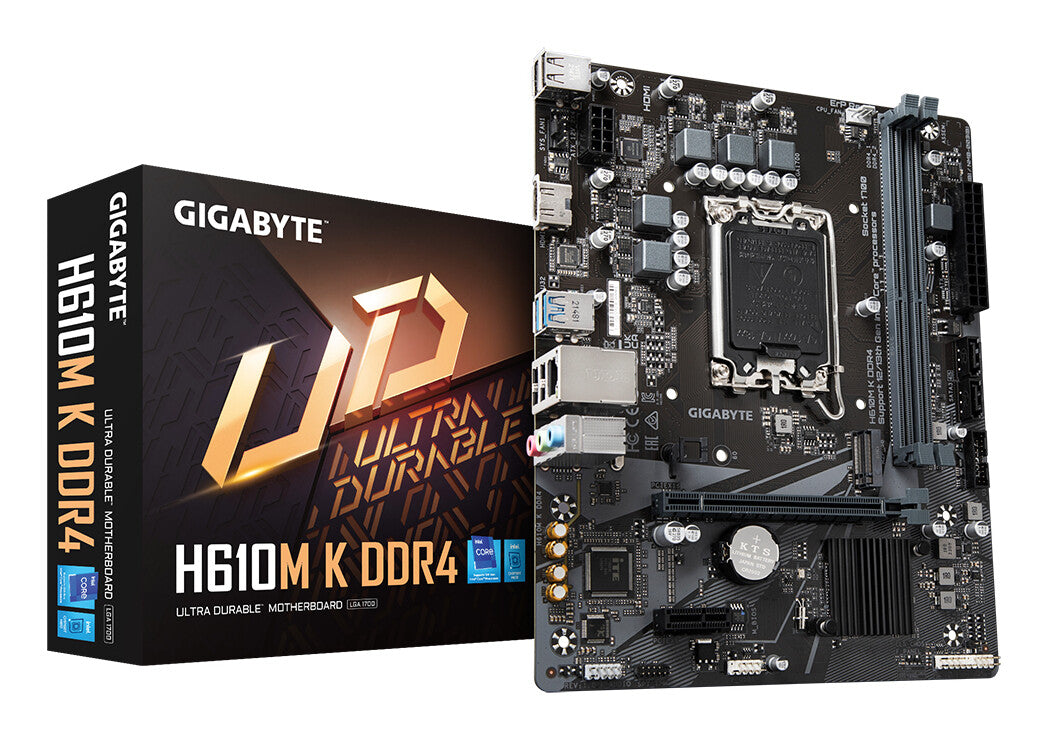 GIGABYTE H610M K DDR4 Motherboard - Supports Intel Core 14th Gen CPUs, 3+1+1 Phases Hybrid Power Design, up to