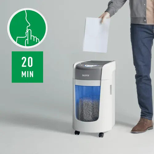 Leitz IQ OptiMax Home Office 225 paper shredder Micro-cut shredding 22.3 cm White, Grey - image 4