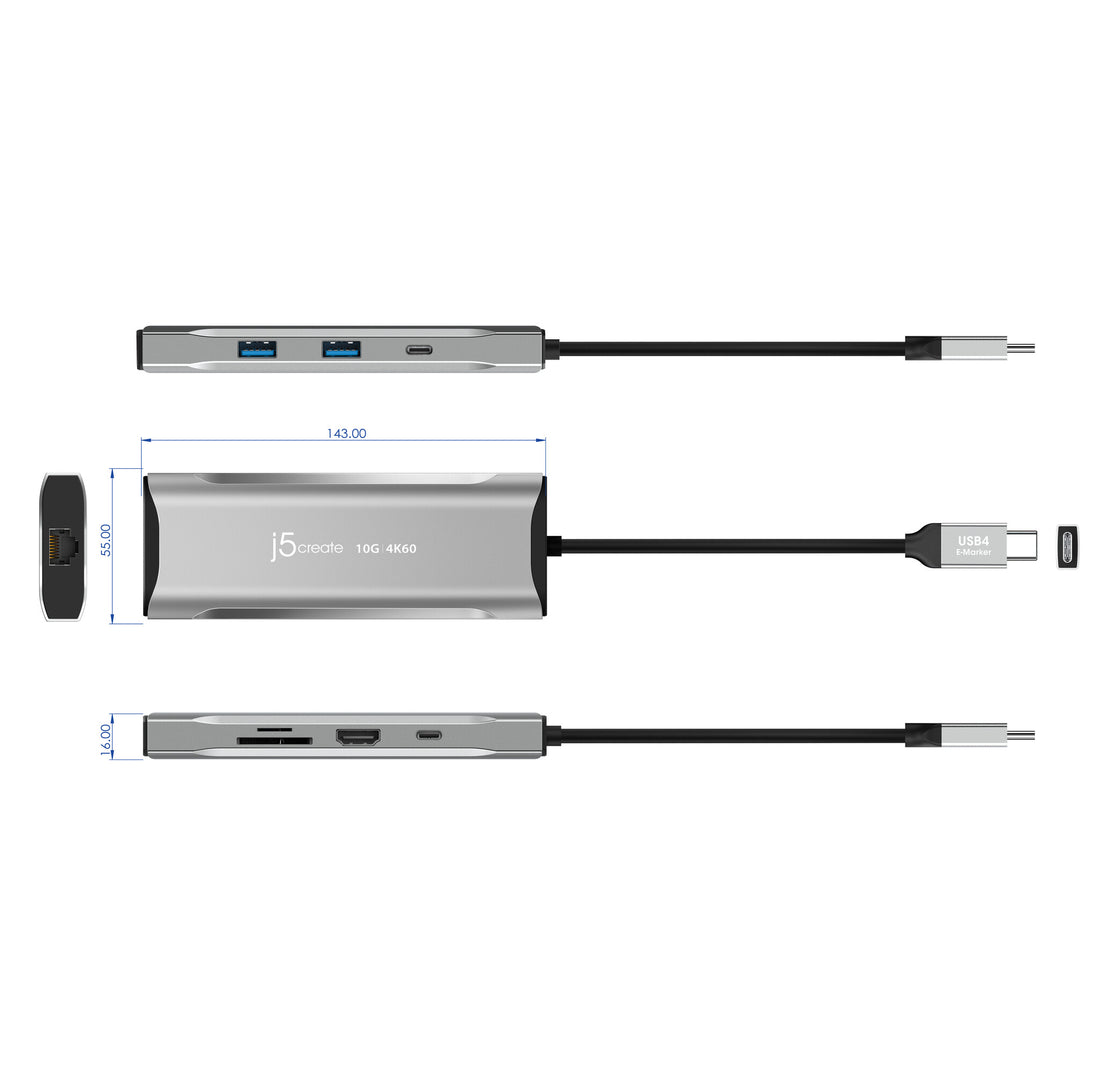 j5create JCD393 4K60 Elite USB-C 10Gbps Mini Dock, Space Grey - image 6
