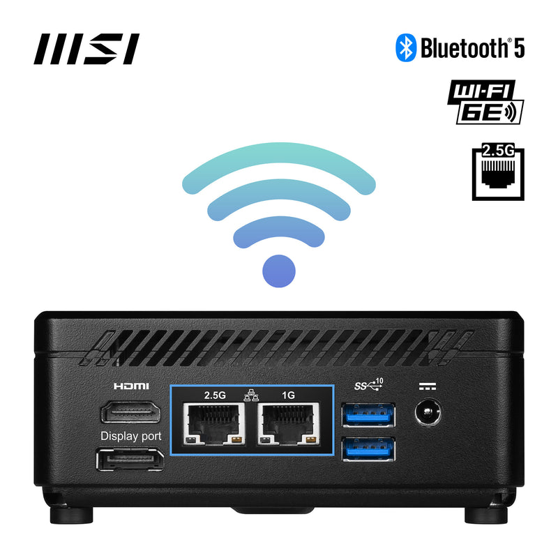 MSI Cubi 5 12M Intel Core i7 1255U Desktop PC, NUC, SFF, Mini Computer, HTPC, (16GB RAM, 512GB SSD, Windows 11 PRO), IRIS XE Graphics/ThunderBolt 4/Type C/HDMI/DisplayPort/Dual LAN/WiFi 6E/BT 5.3/VESA