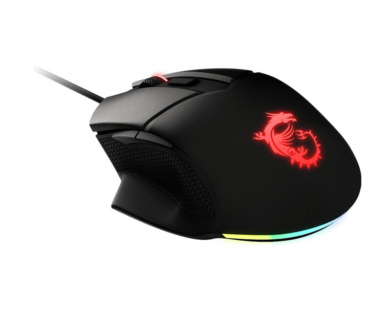MSI CLUTCH GM20 ELITE Optical Gaming Mouse '6400 DPI Optical Sensor, 6 Programmable button, Dual-Zone RGB, Ergonomic design, OMRON Switch with 20+ Million Clicks, Weight Adjustable, Red LED'