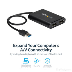 StarTech.com USB 3.0 to Dual DisplayPort Adapter - 4K 60Hz