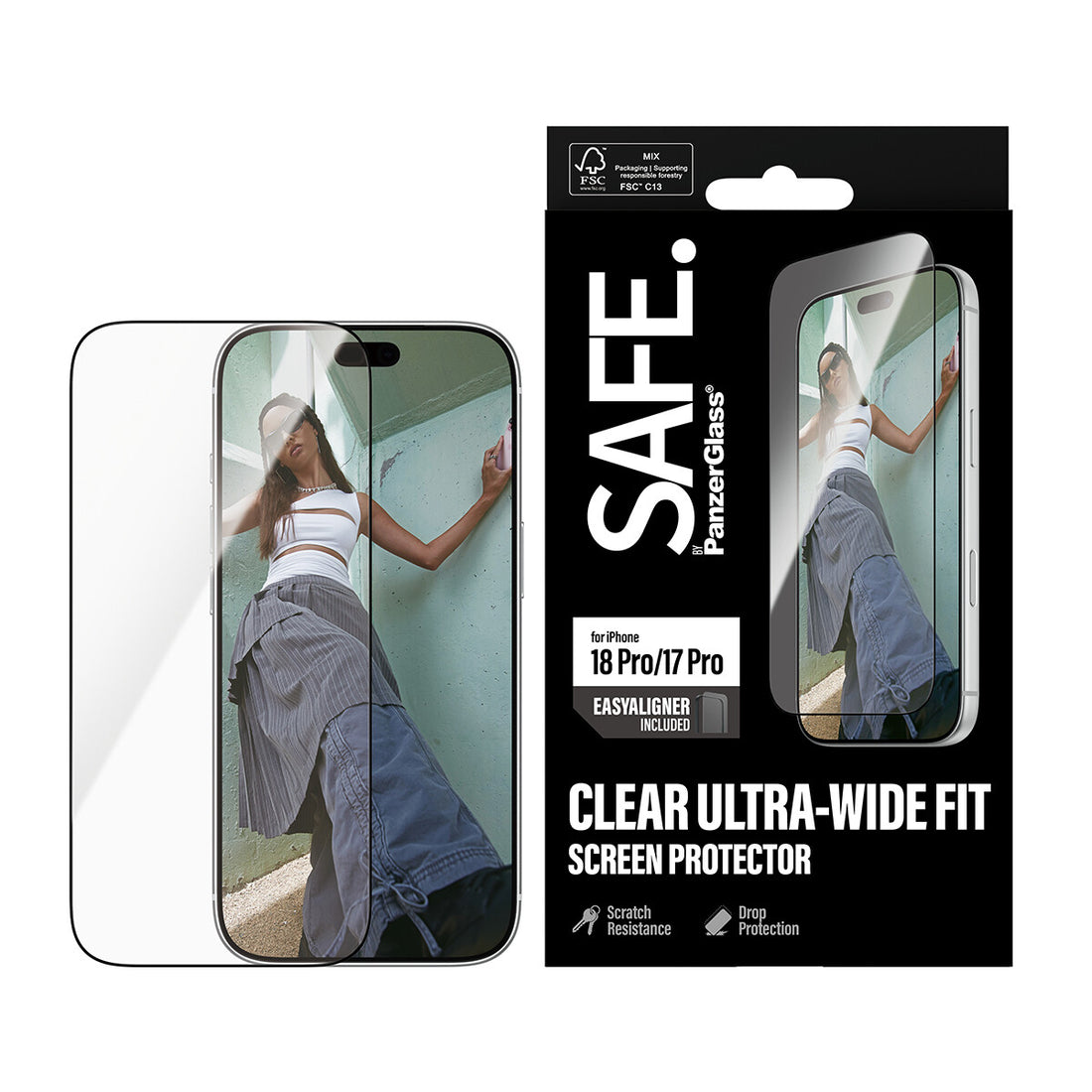 PanzerGlass SAFE. by Screen Protector iPhone 18 Pro | 17 Pro | Ultra-Wide Fit w. EasyAligner