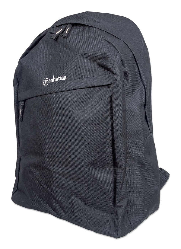 Manhattan Knappack Backpack 14.1", Black, LOW COST, Lightweight, Internal Laptop Sleeve, Accessories Pocket, Padded Adjustable Shoulder Straps, Water Bottle Holder, Three Year Warranty