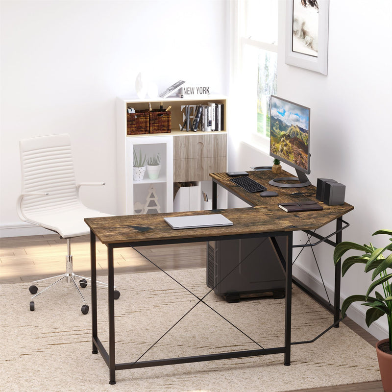 HOMCOM Corner Gaming Desk L-Shape Computer PC Workstation Home Office Study Three Worktop Writing Table 150 x 150 x 75 cm