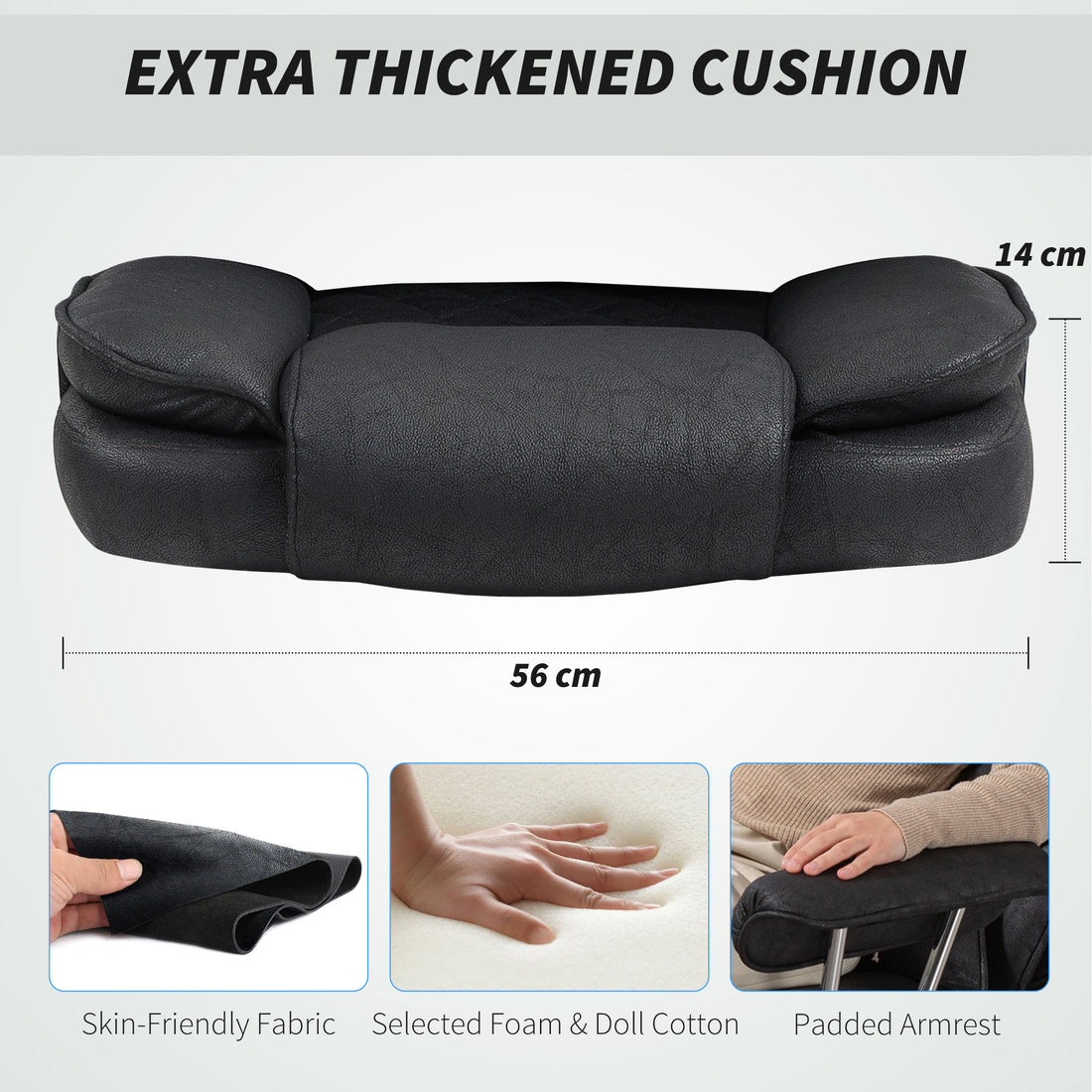HOMCOM Leathaire Reclining Office Chair with Lumbar Support Pillow - Black