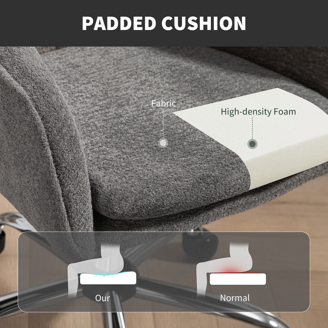 HOMCOM Snow Flannel Office Chair - Grey