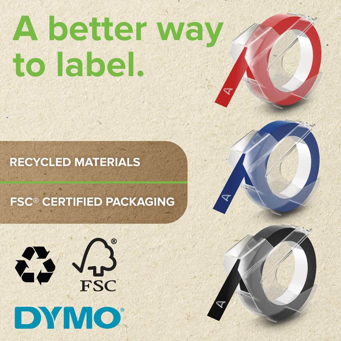 DYMO Authentic Embossing Label Tape | 9 mm x 3 m rolls | White Print on Black | Self-Adhesive | for Embossing - image 4