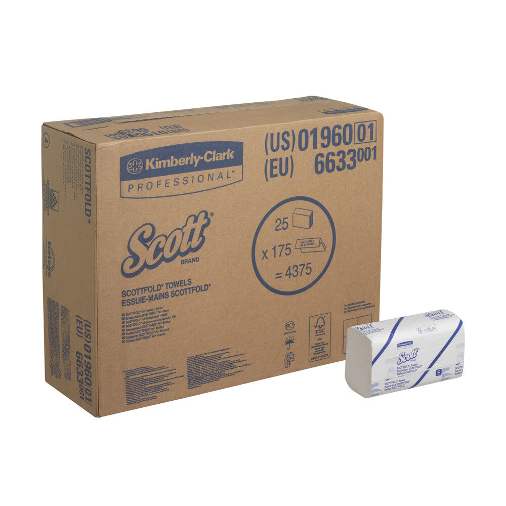 SCOTT 6633 paper towels 175 sheets Fiber White