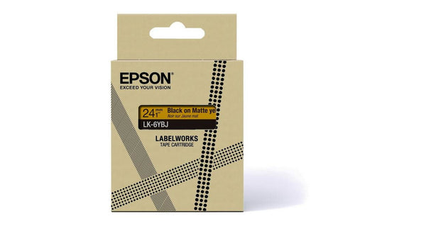 Epson Matte Tape – Yellow/Black 24mm(8m) – LK-6YBJ