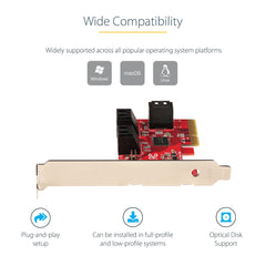 StarTech.com SATA PCIe Card - 2 Port PCIe SATA Expansion Card - 6Gbps - Full/Low Profile - PCI Express to SATA Adapter/Controller - ASM1061 Non-Raid - PCIe to SATA Converter