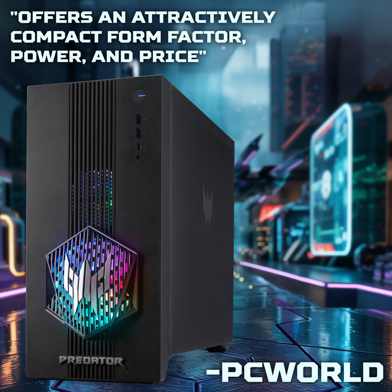 Acer Predator PO3-665 Gaming Desktop - Intel Core i5-14400F, 16GB RAM, 512GB SSD, NVIDIA GeForce RTX 5060, Windows 11, Black