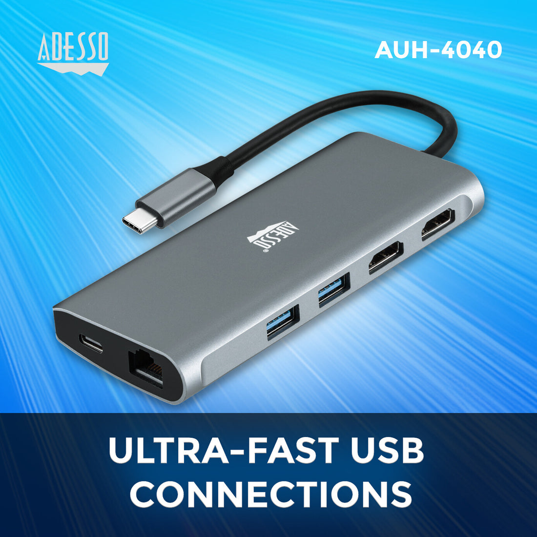 Adesso AUH-4040 laptop dock/port replicator Wired USB 3.2 Gen 1 (3.1 Gen 1) Type-C Grey - image 4