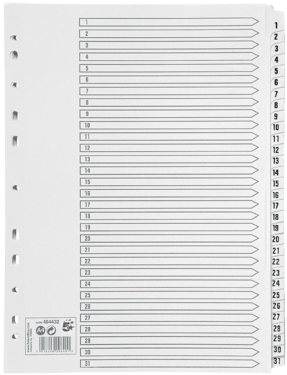 5Star 464432 tab index Blank tab index White