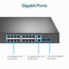TP-Link 18-Port Gigabit Rackmount Switch with 16 PoE+