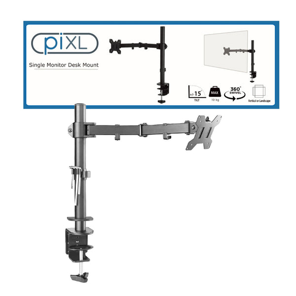 piXL Desk-Mounted Fully-Adjustable Single Monitor Arm for Screens up to 32"