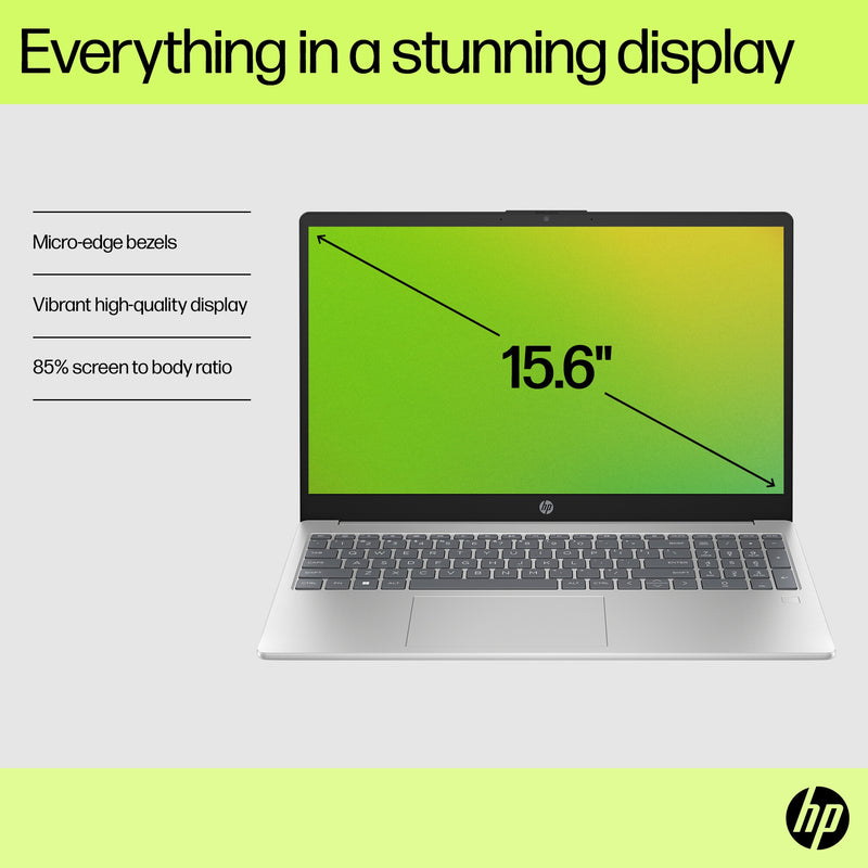 HP Laptop 15-fd0051na Intel® Core™ i3 i3-N305 39.6 cm (15.6") Full HD 8 GB DDR4-SDRAM 256 GB SSD Wi-Fi 6 (802.11ax) Windows 11 Home Silver