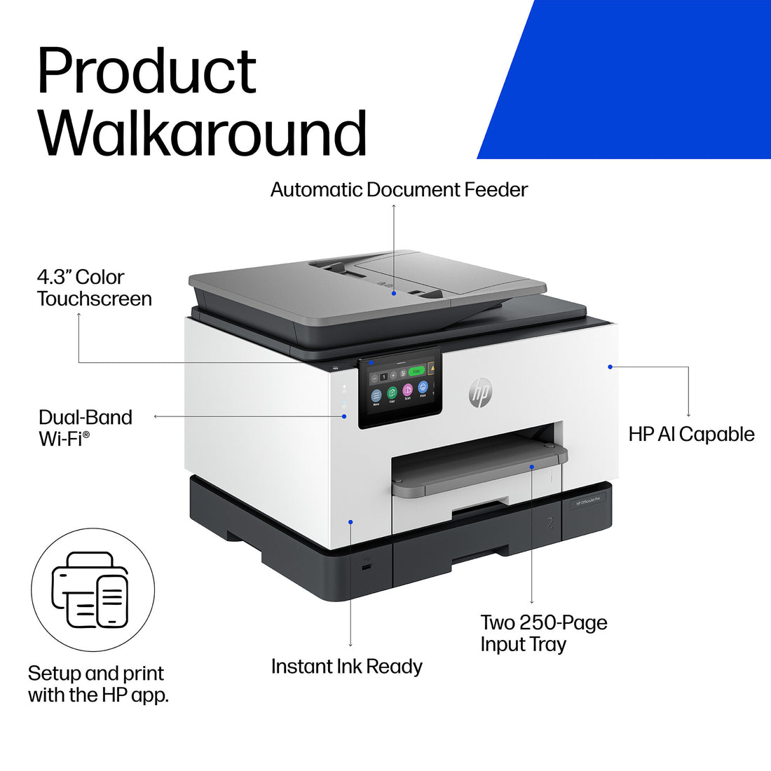 HP OfficeJet Pro 9135 Wireless All-in-One Color Printer, Two-sided printing; Copier, Scanner - image 3