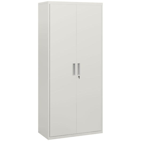 HOMCOM Five Shelf Lockable Steel Office Cabinet - White