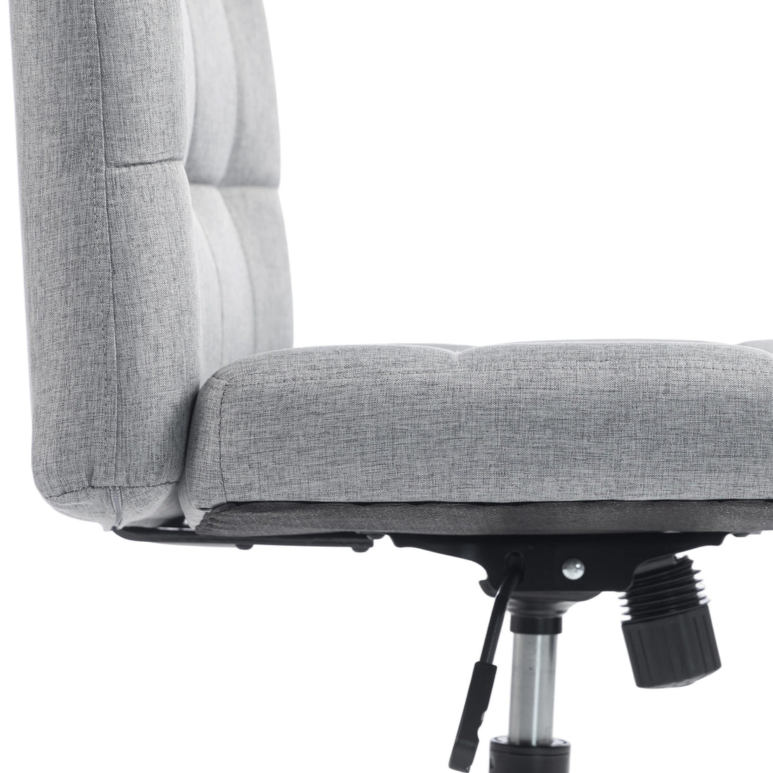 HOMCOM Armless Office Chair, Cross Legged Linen Computer Desk Vanity Chair with Wide Seat, Rocking Function, Grey