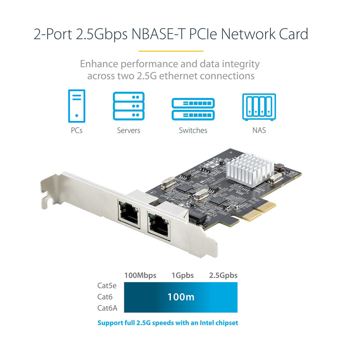 StarTech.com 2-Port 2.5Gbps NBASE-T PCIe Network Card, Intel I225-V, Dual-Port Computer Network Card - image 8