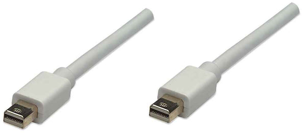 Manhattan Mini DisplayPort 1.2 Cable, 4K@60Hz, 1m, Male to Male, Bi-Directional, White, Lifetime Warranty, Equivalent to MDPMM1MW