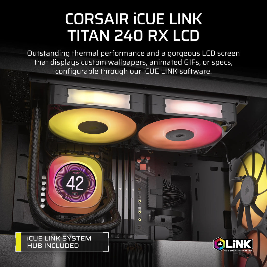 Corsair iCUE LINK TITAN 240 RX LCD Processor All-in-one liquid cooler 12 cm Black - image 2