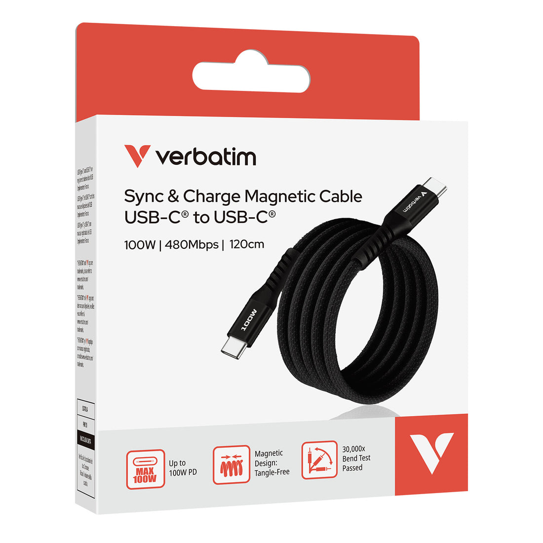 Verbatim Sync & Charge Magnetic Cable - 100W USB-C to USB-C 120 cm Black - image 7