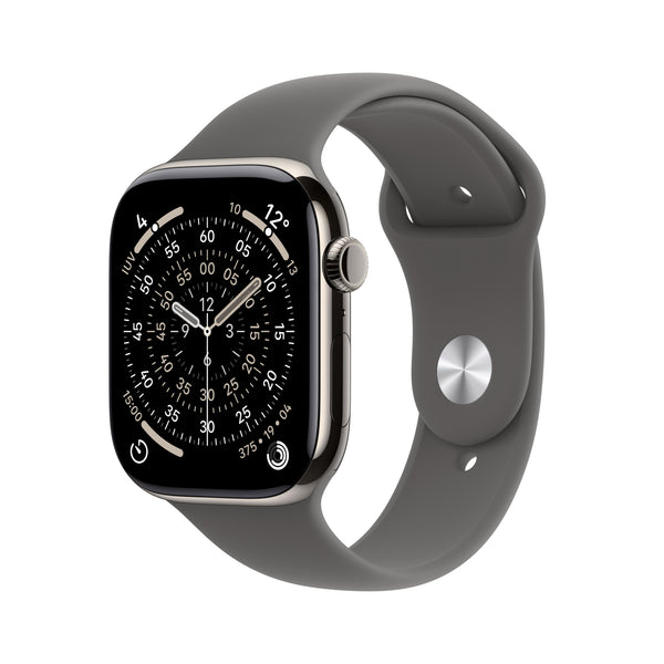 Apple Watch Series 11 GPS + Cellular 42mm Natural Titanium Case with Stone Grey Sport Band - S/M